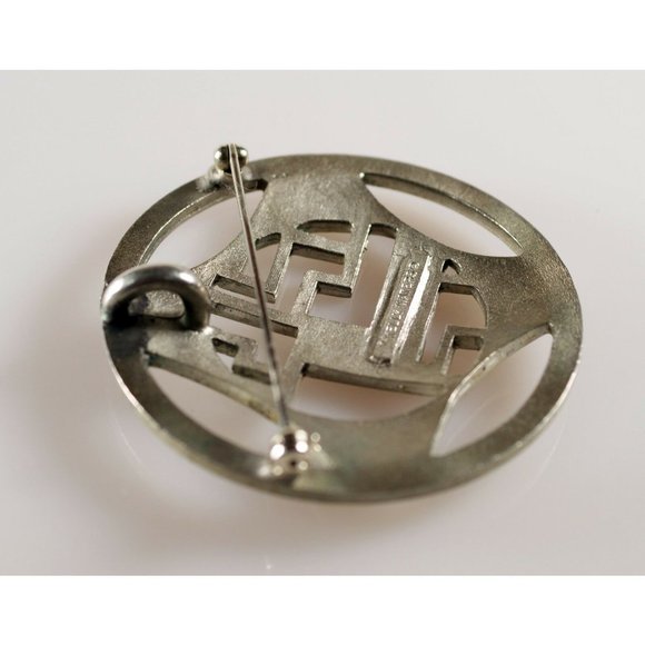 Kelly Waters Modernist Abstract Pewter Pin Brooch - Picture 2 of 3